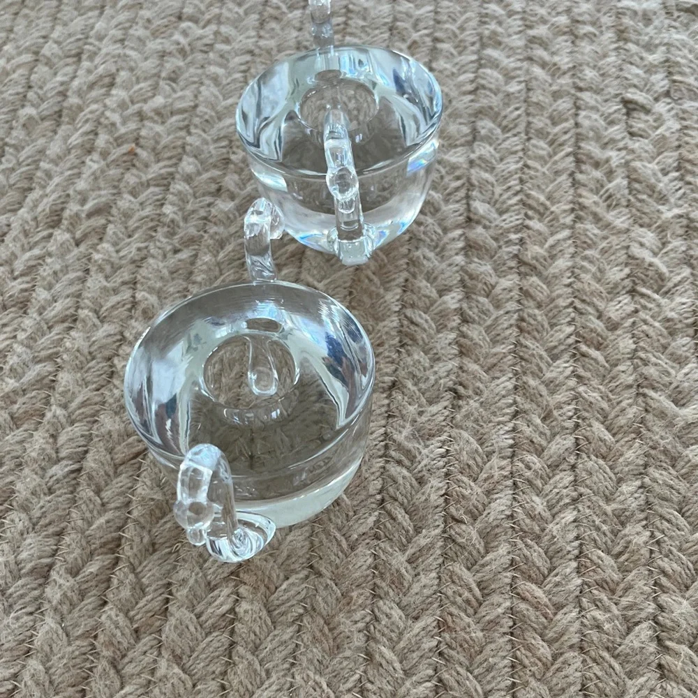 Pair of Clear Glass Vintage Swan Candle Holders - Perfect for Valentine's Day
